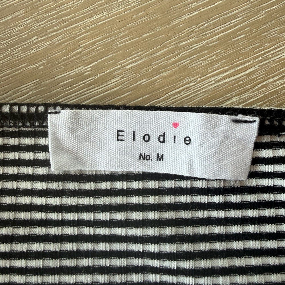 Nordstrom Elodie Striped Ribbed Bodysuit with Ruffled Straps Medium - Picture 8 of 9